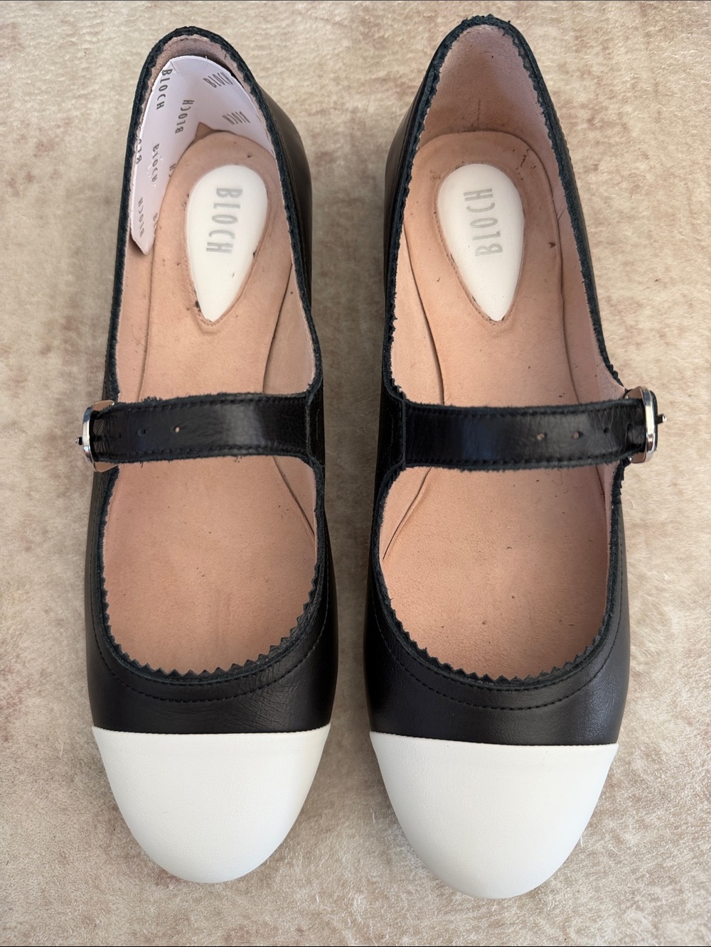 Bloch Black and White Cassiopeia Mary Jane Flats with Strap